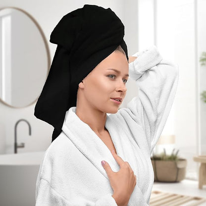 Avalon Towels Luxury 8 Piece Towels Set, 2 Bath Towels, 2 Hand Towels and 4 Washcloths, 600 GSM 100% Ring Spun Cotton Highly Absorbent Bathroom Towel Set, Ideal for Hotel, Spa and Gym (Black)