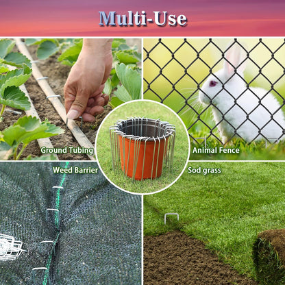 Gtongoko 120 Pack Galvanized Landscape Staples Plant Cover Stakes 6 Inch 11 Gauge Lawn Staples Fence Stakes Ground Stakes for Landscaping Securing Weed Barrier Fabric, Decoration