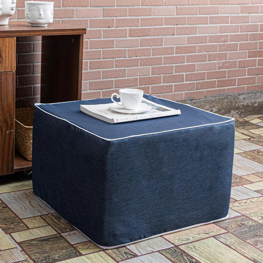 20x14 In Outdoor Square Ottoman – Lightweight Patio Ottoman Footrest with High-Density Foam Filler Perfect as Waterproof Footstool or Extra Seating for Decks, Gardens, or Poolside (Navy Blue)