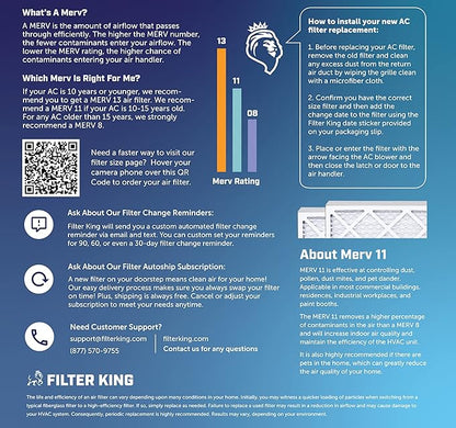 Filter King 19x20x1 Air Filter | 12-PACK | MERV 11 HVAC Pleated A/C Furnace Filters | MADE IN USA | Actual Size: 19 x 20 x .75"