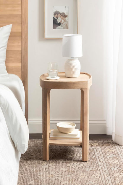 Kate and Laurel Tierney Modern Square Wood Side Table, 16 x 16 x 24, Light Natural, Transitional Decorative Two-Tier End Table for Use as a Bedroom Nightstand or Living Room Plant Stand