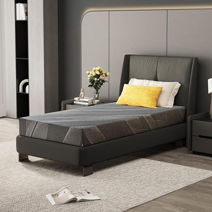 Twin Mattress 6 Inch Charcoal Gel Memory Foam Mattress in a Box, CertiPUR-US Certified, Fiberglass Free Cooling Mattress, Twin Size Mattress for Kids, 75" × 38" × 6", Medium