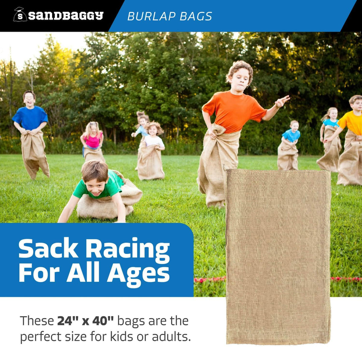 Sandbaggy - Large Burlap Bags 24" x 40" - Burlap Sack Race Bags for Kids & Adults - Premium Quality Burlap for Vegetables- Bad Weather/Frost Protection - Pack of 4 - Great as Potato Sacks