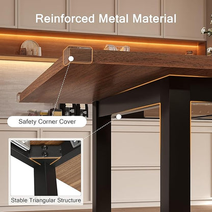 Extendable Dining Table for 4-6, 63" Modern Kitchen Table, Farmhouse Dining Room Tables for Dining, Kitchen, Office, Living Room, Rectangular Wooden Tables, Space Saving (Walnut)