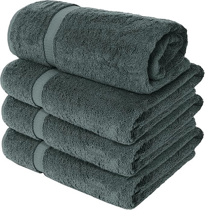 Chakir Turkish Linens | Hotel & Spa Quality 100% Cotton Luxury Turkish Towels | Soft & Absorbent (30x60 Inches Extra Large Bath Towels, Set of 4 - Dark Gray)