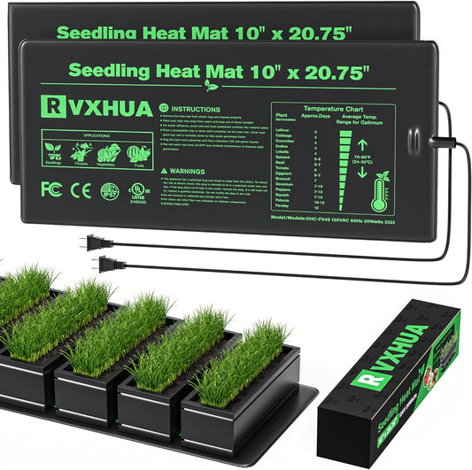 10 x 20.75Inch Seedling Heat Mat for Rapid Seed Germination, Waterproof Plant Heating Pad Seed Starter Warming Mat Indoor for Greenhouse Hydroponic Propagation Brewing Terrarium Reptile,2 Packs