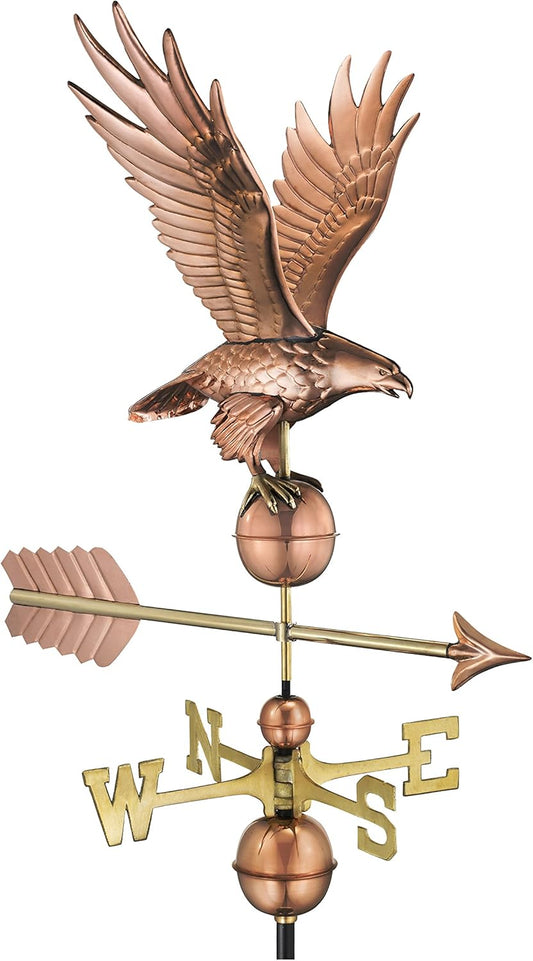 Good Directions Polished Copper Eagle Weathervane – Decorative Rooftop Accent for Barns, Homes, Sheds, and Cupolas – Durable & Handcrafted
