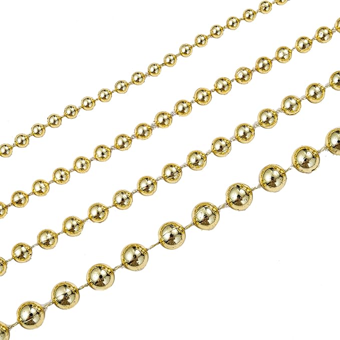 8mm Crafts Faux Pearl Beads Garland Pearl Bead Roll Strand of Pearls to Decorate Floral Centerpieces Wedding Party Favor Christmas Tree(33 Feet Gold)