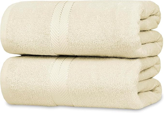 Casa Lino Bath Sheets Set Extra Large - 100% Cotton Extra Large Bath Towels - Highly Absorbent & Quick Dry Oversized Towels for Adults - 60" x 30" - Pack of 2 - (Linen Brown)