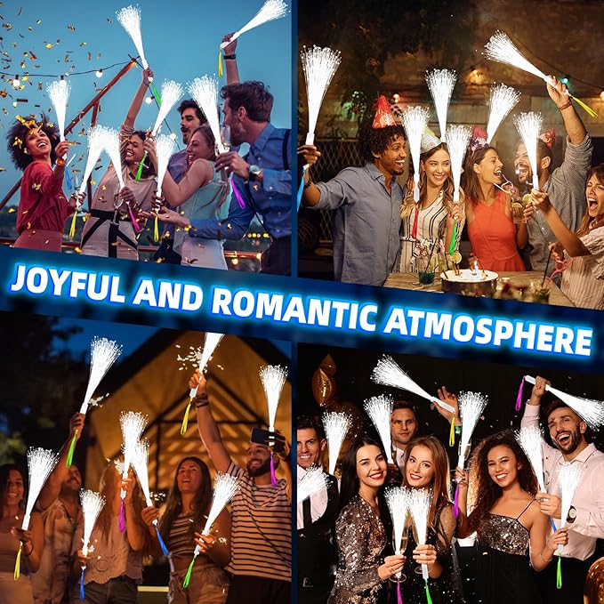 28 PCS Fiber Optic Wands with 3 Light Modes, Glow Wands & Light Up Wands for Kids, Sparklers Fireworks Sticks, Fiber Optic Lights for Wedding, New Year, Birthday, Carnival Parties
