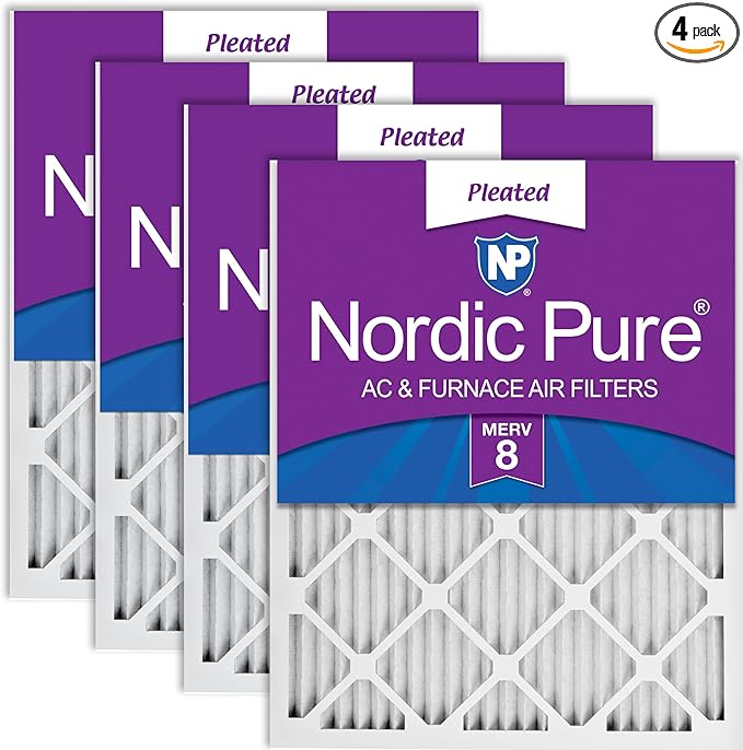 Nordic Pure 18x20x1 (Actual Size: 17 1/2 x 19 1/2 x 3/4) Pleated MERV 8 Air Filters 4 Pack