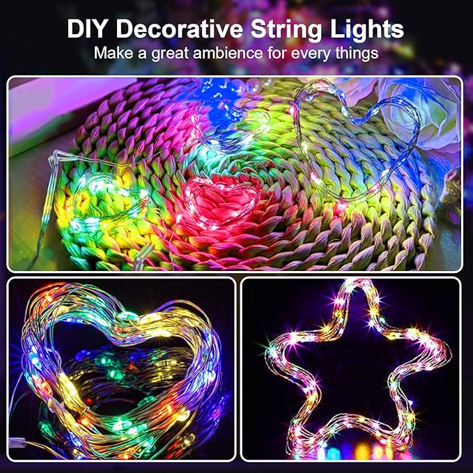 2 Pack 16Ft 50 LED Fairy Lights Mini String Lights Waterproof for Mason Jars Halloween Christmas Parties Wedding Table Centerpieces Decoration