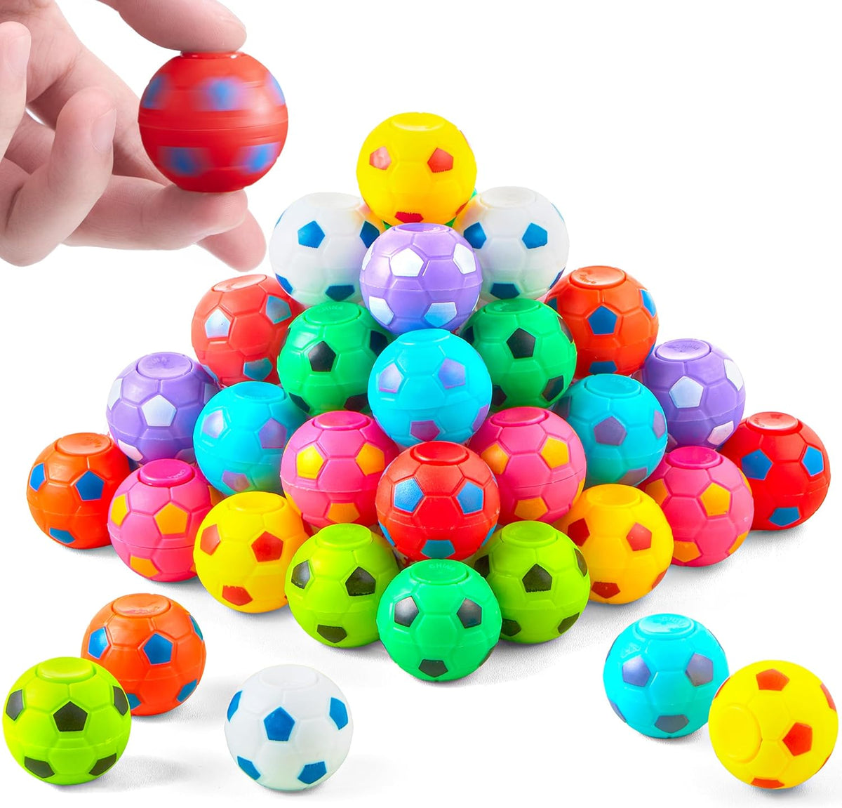 JOYIN 36 Pack Soccer Fidget Spinners for Kids, Goodie Bag Stuffers for Birthday Party, Soccer Party Favors, Fidget Toys Bulk, Stress Balls, Treasure Box for Classroom