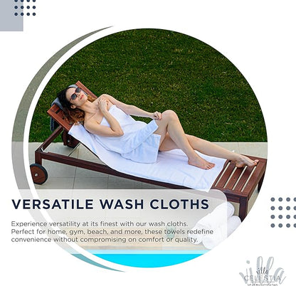 100% Cotton Wash Cloth for face & Body Set of 12, (12 x 12 inches) Sustainable, Soft, Highly Absorbent, Combed Cotton Wash Cloths Pack of 12 for Hotels, Spa, Bathroom, Dorm, Navy Blue