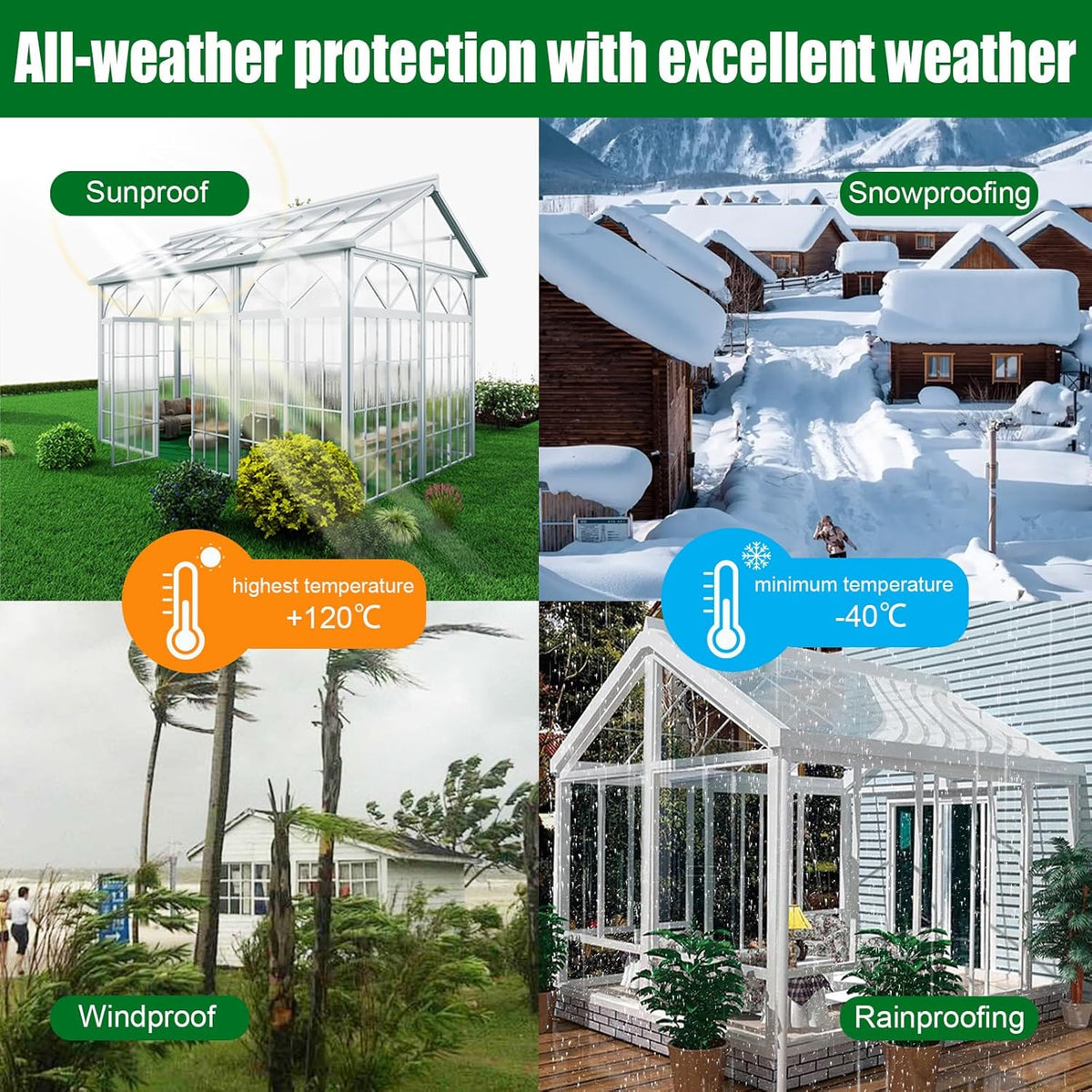 Polycarbonate Greenhouse Panels 12 Pack 4' x 2' x 0.24" Twin-Wall UV-Protected All Weather Plastic Roof Panel Clear Replacement Sheets for Garden Fences, Furniture DIY,Outdoor Roofing