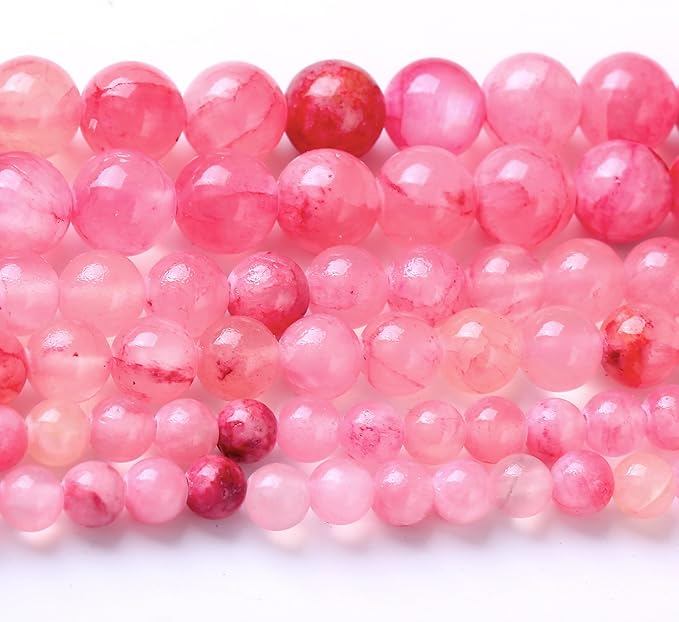 Blood Red Persian Jade Stone Beads Gemstone Round Crystal Energy Jade Beads Stone Beads for Jewelry Making DIY Bracelet Necklace Jewelry Making 1 Strand 15.5inch 35PCS 10MM