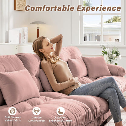 SoarFlash L Shaped Couches for Living Room, Small Sectional Sofa Set with Reversible Chaise, Modern Designed Sleeper Sofas and Modular Couch Function, Suitable for Small Spaces in Apartment, Pink