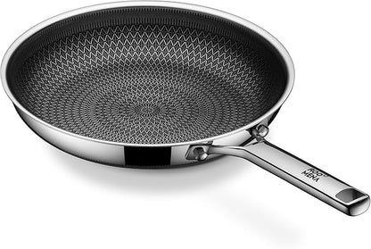 Non Stick Frying Pans Hybrid Ceramic, 12 Inch Tri-Ply Stainless Steel Skillet, Non-Toxic, PFAS/PFOA/PTFE Free, Metal Utensil Safe, Dishwasher & Oven Safe, Induction Compatible