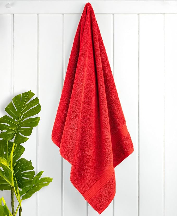 Cotton Paradise 4 Piece Turkish Bath Towels for Bathroom, 100% Cotton Extra Large Soft Plush Towels Bathroom Set, Red