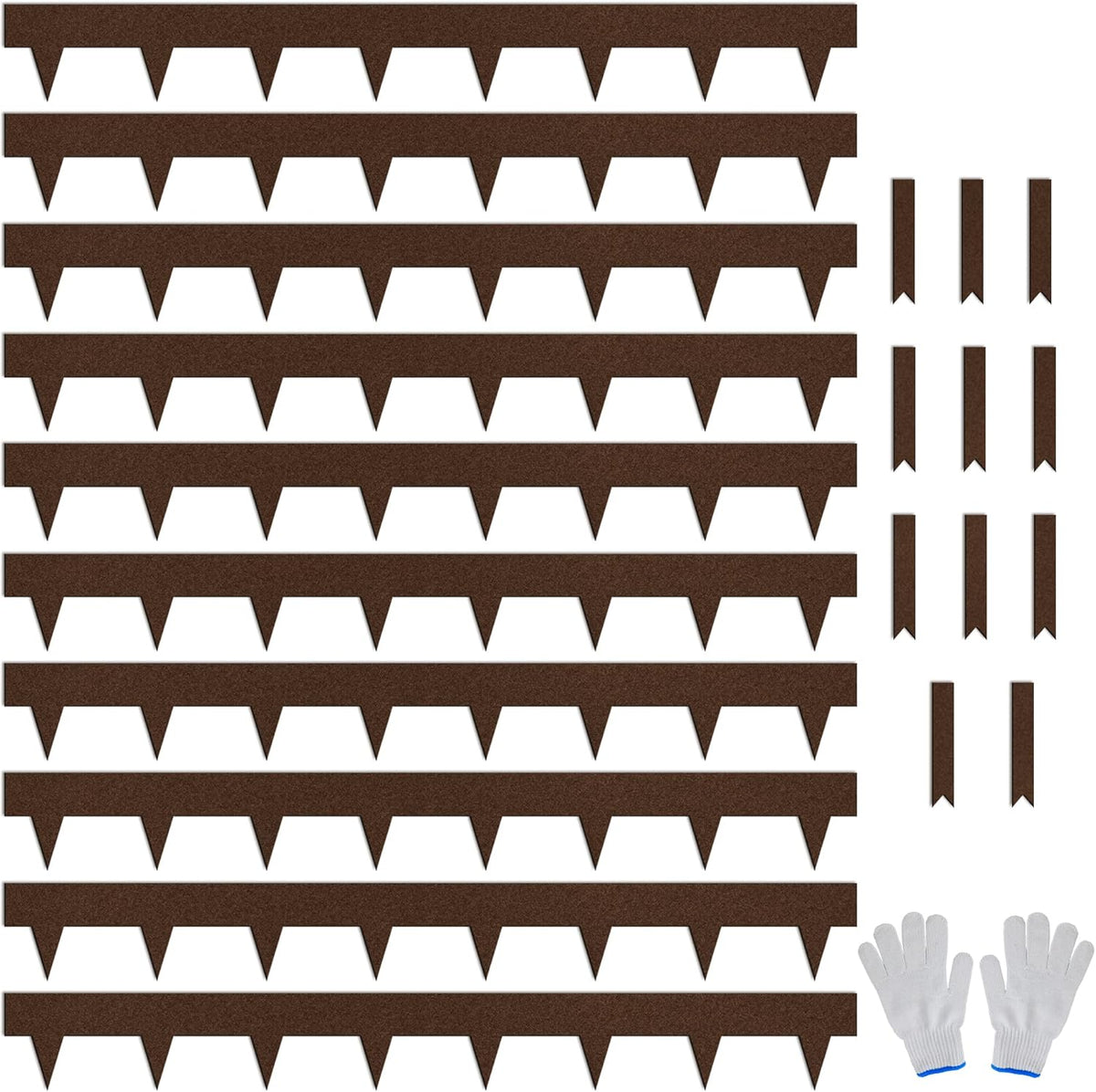 Worth Garden 33ft. Galvanized Steel Landscape Edging - 10-Pack 40" Metal Edging for Landscaping with 11 Stakes, Bronze Powder Coating Hammer-in Lawn Edging for Yard Pathway Divider