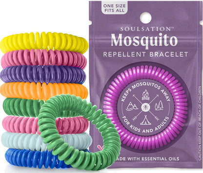 25 Pack Mosquito Repellent Bracelets, DEET-Free for Kids & Adults, Individually Wrapped Bands