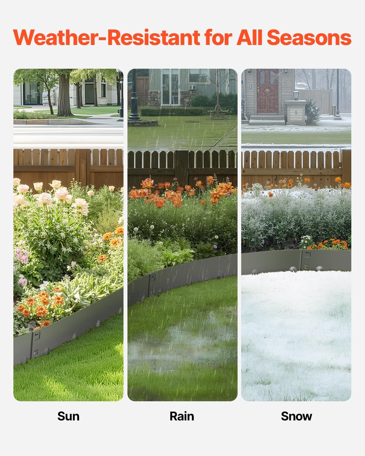 VEVOR Steel Landscape Edging, 5 Packs 39 x 3 in Rust-Resistant Metal Landscape Edging, Bendable Garden Edging Border, Heavy Duty Lawn Edging, Easy-to-Install, Flower Bed Yard Pathway Divider Dark Gray