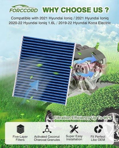2-Pack HEPA Cabin Air Filter Fits for Sonata Hybrid 16-19, Optima 16-20, Nexo 19-23, Cadenza 17-19, Telluride 20-21 Activated Carbon Cabin Filter Replacement CF12159 Car Accessories