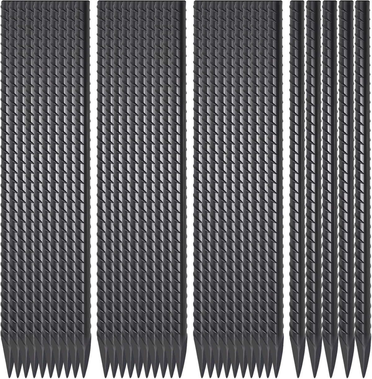 Straight Rebar Stakes 16 Inch 34 Pack Garden Spikes with Chisel Point End Metal Stakes for Ground Heavy Duty 3/8 Inch Thickness Tree Stake Kit for Concrete, Landscape Timber (Black)