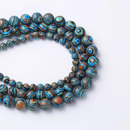 Blue Peacock Turquoise Stone Beads Gemstone Round Crystal Energy Jade Beads Stone Beads for Jewelry Making DIY Bracelet Necklace Jewelry Making 1 Strand 15.5inch 60PCS 6MM