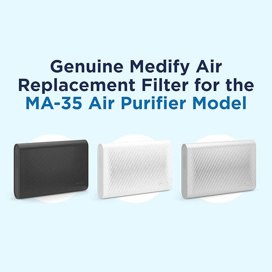Medify MA-35 Genuine Replacement Filter for Black MA-35 Purifiers | Smoke, Dust, Odors, Pet Dander | 3 in 1 with Pre-filter, True HEPA H13 and Activated Carbon | Removal to 0.1 Microns | 1-Pack
