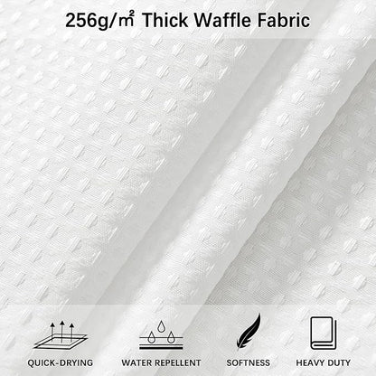 Stall Waterproof Shower Curtain Waffle Weave 60 Inches Beige Heavy Duty for Bathroom, Machine Washable 256GSM Modern Shower Curtains with 10 Metal Hooks, 60Wx72H