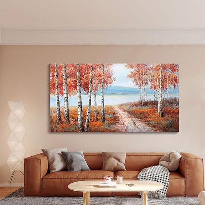 YDYSUNE Large Painting Wall Art Expertly Picture for Living Room Red and White Home Bedroom Decoration Tree Framed Artwork Decor 24X48