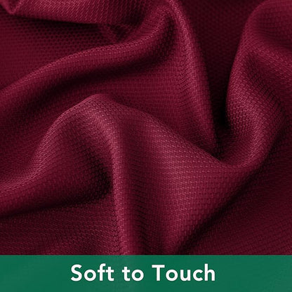 Biscaynebay Textured Fabric Christmas Square Table Cloth 90x90 Inch, Burgundy Water Resistant Tablecloths for Dining, Kitchen, Wedding, Parties etc. Machine Washable