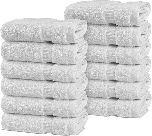 Chakir Turkish Linens | Hotel & Spa Quality 100% Cotton Premium Turkish Towels | Soft & Absorbent (12-Piece Washcloths, White)