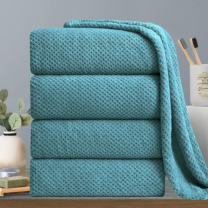 Hailea Extra Large Bath Towels Set 35x70 Inches - Aqua Luxury 600 GSM Oversized Bath Sheet Towel,Ultra Soft Microfiber - Quick Dry,Highly Absorbent Shower Towels Spa Hotel Bathroom Towel Set (4-Pack)