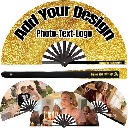 Custom Fans with Your Photo/Text - Personalized Folding Hand Fan for Line Dancing, Weddings, Parties | Decorative Gift for Women, Church Events & Dance Performances (10, 10 Inch)