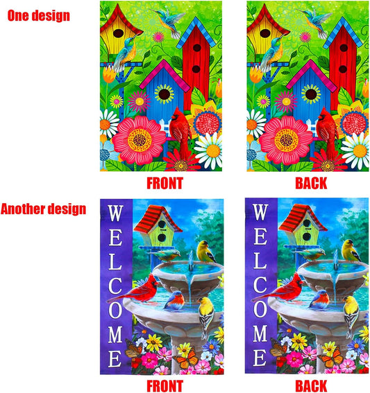 2 pieces spring summer bird garden flag welcome flag, vertical double-sided small yard flag 12 x 18 inches for outdoor family seasonal farmhouse yard lawn outdoor decoration