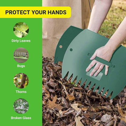 GardenHOME Leaf Scoops Hand Rakes, Large Leaf Grabbers for Yard Work and Garden Use, Clear and Collect Garden Rake, Leaf Scooper and Claws for Leaves, Lawn Debris, and Trash Cleanup, Green