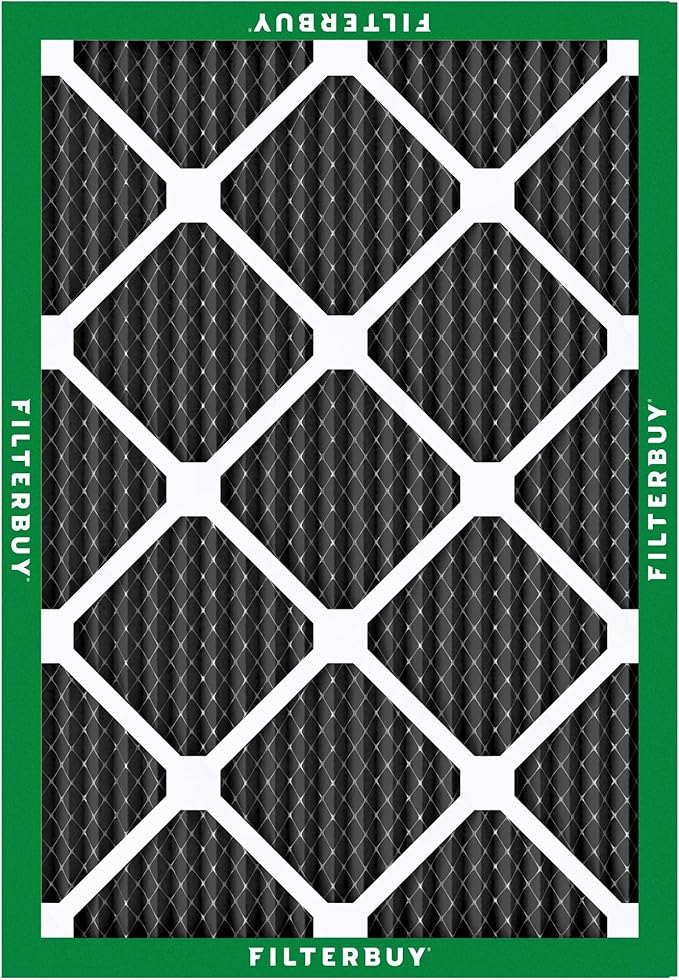 Filterbuy 20x24x1 Air Filter MERV 10 Odor & Allergy Defense with Activated Carbon (4-Pack), Electrostatic Pleated HVAC AC Furnace Filters Replacement, Made in USA (Actual Size: 19.38 x 23.38 x 0.75)