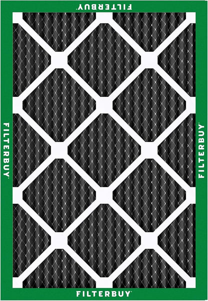 Filterbuy 20x24x1 Air Filter MERV 10 Odor & Allergy Defense with Activated Carbon (4-Pack), Electrostatic Pleated HVAC AC Furnace Filters Replacement, Made in USA (Actual Size: 19.38 x 23.38 x 0.75)