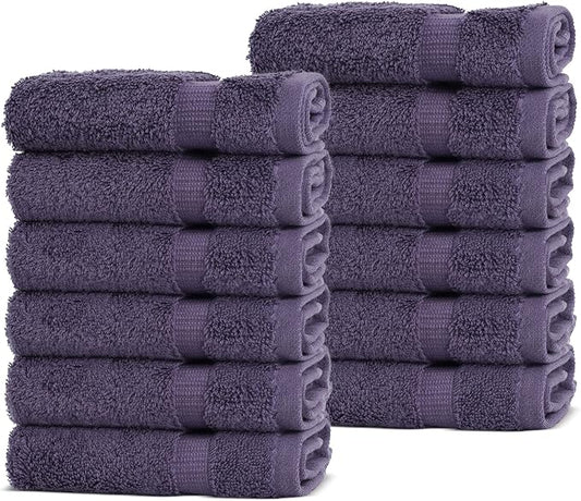 Chakir Turkish Linens | Hotel & Spa Quality 100% Cotton Premium Turkish Towels | Soft & Absorbent (12-Piece Washcloths, Plum)
