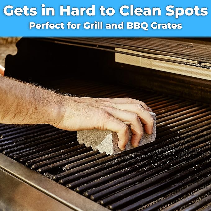 Heavy Duty, Non-Toxic Grey Grill Brick Cleaner 8 Pack. Reusable Chemical Free BBQ Pumice Cleaning Block for Flattops, Grills and Griddles. Non Scratch Grillstone is the Perfect Barbecue Scouring Tool