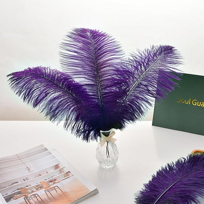 Ballinger Purple Ostrich Feathers Bulk - 24Pcs 12-14inch Big Feathers for Vase, Party Centerpieces Mardi Gras and Home Decor