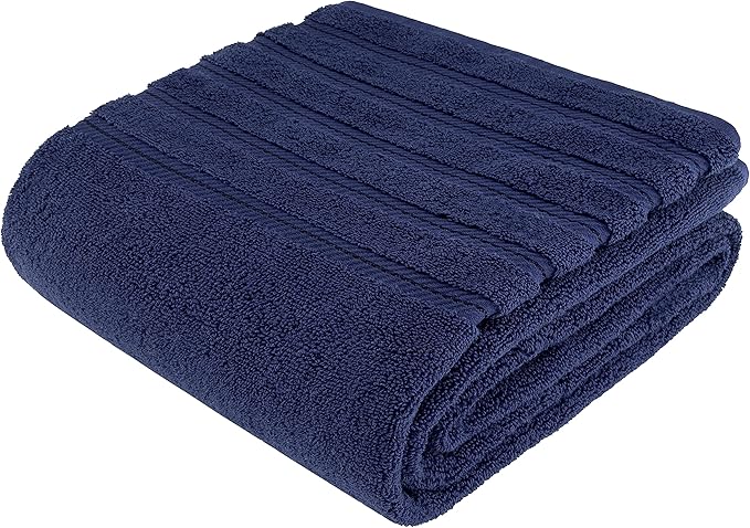 American Soft Linen 35x70 Jumbo Large Bath Towels, 600 GSM 100% Cotton Turkish Bath Sheet, Oversized Luxury Bath Towels for Bathroom Beach and Pool, Navy Blue