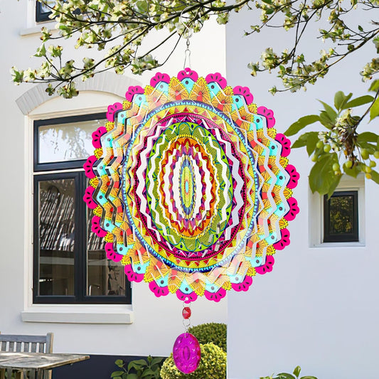 Wind Spinner, Hanging Wind Sculptures,Wind Spinners for Yard and Garden Decor,Yard Decorations Outdoor,Hanging Art Ornaments for Garden Yard Balcony Decor (Mandela Multicolor)