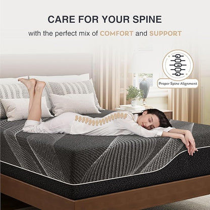 Full Mattress 14 Inch Charcoal Gel Memory Foam in a Box, CertiPUR-US Certified, Fiberglass Free, Cooling Double Mattress, Made in The USA of US Foam, 75" × 54" × 14", Medium