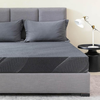 King Mattress 6 Inch Charcoal Gel Memory Foam in a Box, CertiPUR-US Certified Fiberglass Free, Cooling Double Mattress, Made in The USA of US Foam, 80" × 76" × 6", Medium