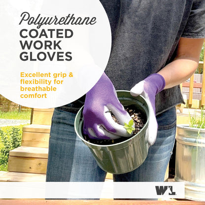 Wells Lamont Women's PU Coated Grip Gardening Gloves 3-Pack, Medium