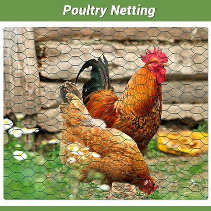 Chicken Wire Fencing Mesh, Galvanized Hexagonal Floral Chicken Wire, Outdoor Anti-Rust Poultry Netting for Garden Fence (4 ft x 100 ft, PVC Coated)