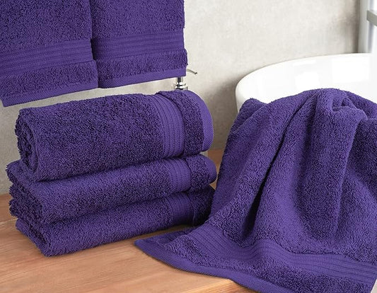 Cotton Paradise Hand Towels for Bathroom, 100% Cotton Turkish 4 Piece Hand Towel Set, Soft Absorbent Face Towels, Purple Hand Towels